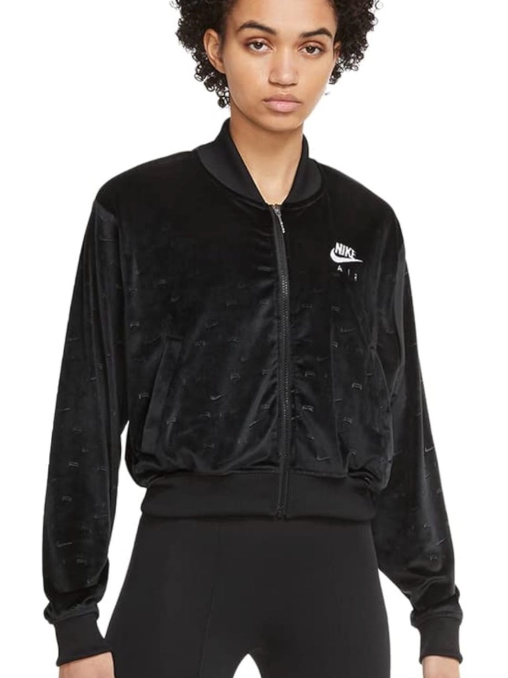 Nike Black Velour Women's Bomber Style Active Jacket Size M